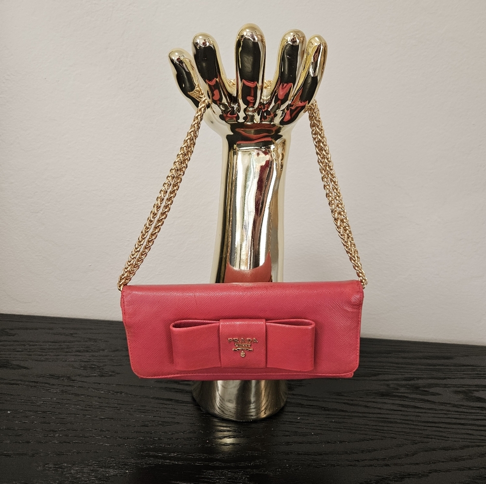 Prada Pink Bow Clutch (COA) - Picture 16 of 16